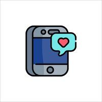 A phone with a heart and speech bubble vector