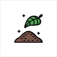 A plant and a leaf on top of a pile of dirt vector