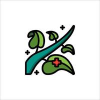 A green leaf with a cross on it vector