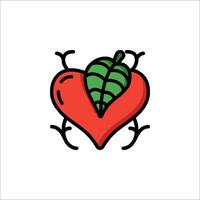 A heart with a leaf on it vector