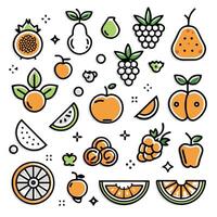 fruit icons set in line style vector