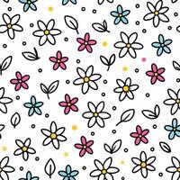 a pattern with flowers and leaves on a white background vector