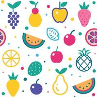 fruit seamless pattern with colorful fruits and berries vector