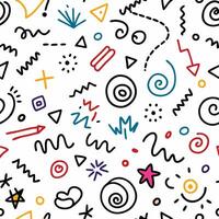 seamless pattern with doodles and symbols vector