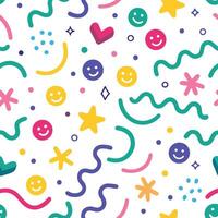a colorful pattern with smiley faces and hearts vector