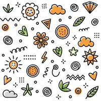 a set of colorful doodles on a white background vector
