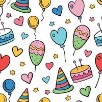 seamless pattern with birthday party items vector