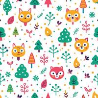 seamless pattern with cute animals and trees vector