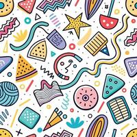 seamless pattern with colorful objects and shapes vector