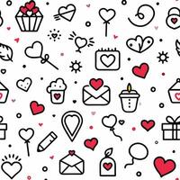 valentine's day seamless pattern with hearts and other items vector