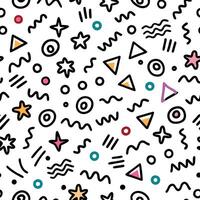 seamless pattern with colorful geometric shapes and stars vector