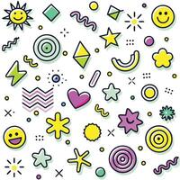 a colorful set of objects with various shapes and colors vector