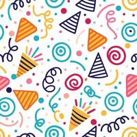 seamless pattern with colorful party hats and confetti vector