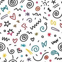 seamless pattern with doodles and hearts vector