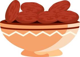 A bowl of dates with nuts in it vector