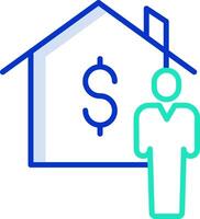 A person standing in front of a house with a dollar sign vector