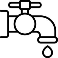 A black and white illustration of a tap with water coming out vector