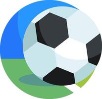 A soccer ball on a field with a blue and green background vector