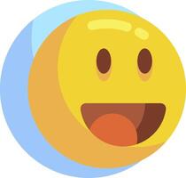 A smiling emoticion with a ball in its mouth vector