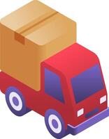 A red truck with boxes on top vector