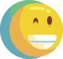 A smiling yellow emoticion with a blue circle vector