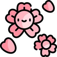 A cartoon flower with hearts around it vector