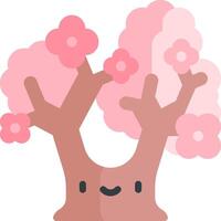 A cartoon tree with pink flowers and a smile vector