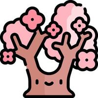 A cartoon tree with pink flowers and a smile vector