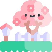 A cartoon tree with a pink flower and a mailbox vector