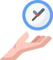 A hand holding a clock with a red hand vector