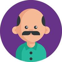 A bald man with a mustache and a green shirt vector