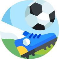 A soccer ball and shoe with a blue and yellow design vector