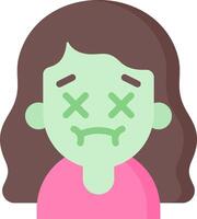 A woman with a green face and a sad expression vector