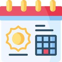 A calendar with a sun and a calendar icon vector