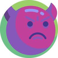 A purple and green devil with horns on his face vector