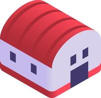 A red and white house with a roof vector