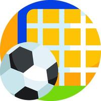 A soccer ball and a soccer goal in a circle vector