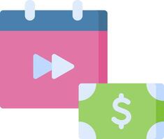 A pink calendar with a dollar sign and a player vector