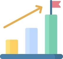 A graph with an arrow going up and a red flag vector