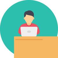 A man sitting at a desk with a laptop vector
