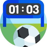 A soccer ball and clock in front of a goal vector