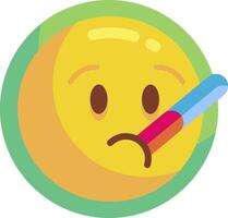 A sad emoticion with a thermometer in its mouth vector