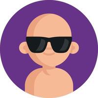 A bald man wearing sunglasses on a purple background vector
