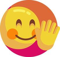 A smiley face with a hand up and a smile vector