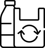A plastic bag with a bottle and a recycling symbol vector