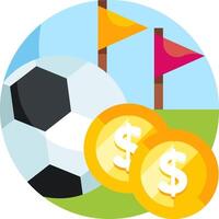 A soccer ball with money and flags vector