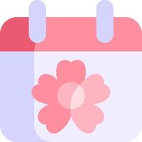 A pink calendar with a flower on it vector