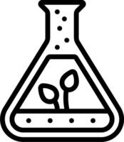 A black and white illustration of a flask with a plant inside vector