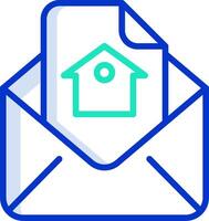 Email icon with house and envelope vector
