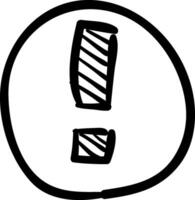 A black and white drawing of an exclamation mark vector